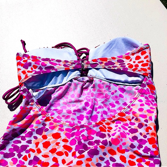 Hula Honey Women’s Swimsuit Bathing Suit Bikini Tankini Top Bright Animal Print - Picture 4 of 8